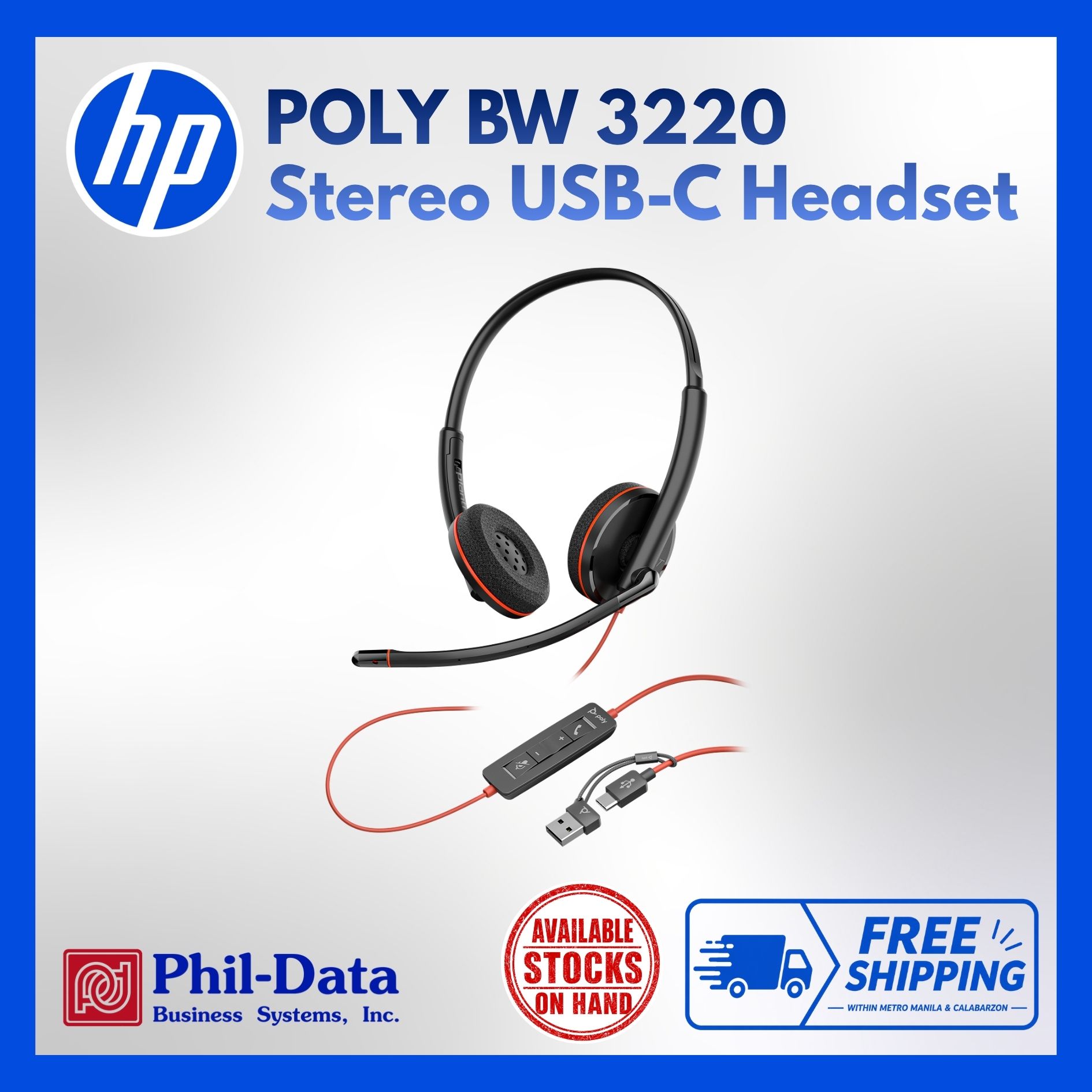 Poly BW 3220 Stereo USB-C Headset - Image 2